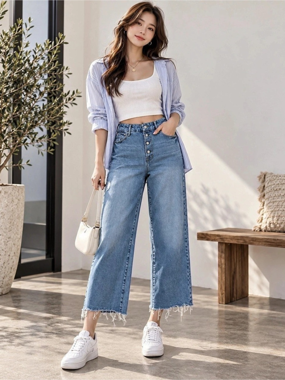 Women's Blue Wide Leg Jeans